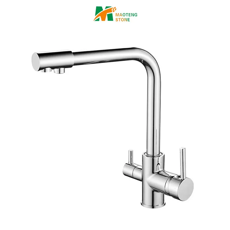 Maoteng Modern Kitchen Mixer Sink Tap 3 Way Double Handle Pure Water Spout Filter Faucet