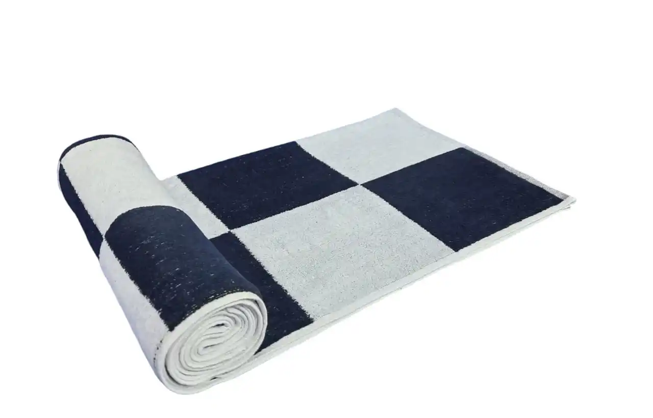 Checkered (Black & White Pattern) Velour Beach Towel Top Classy  Good Quality 75x150 cm 360 GSM Customizable For Daily Use