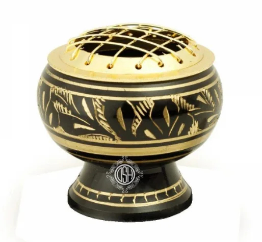 Hand Engraved Brass Incense Burner Charcoal Burner For Home Fragrance Bakhoor Incense Burner.