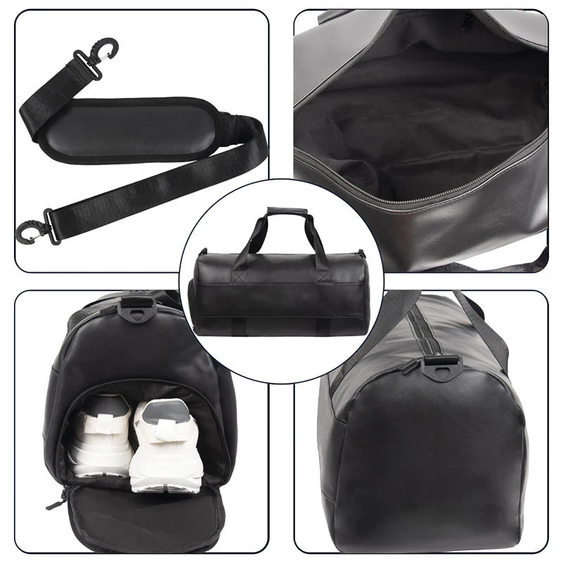 Gym Portable Waterproof Genuine Leather Duffel Bag With Shoes Storage | Outdoor Waterproof Sheep Leather Large Capacity Gym Bags