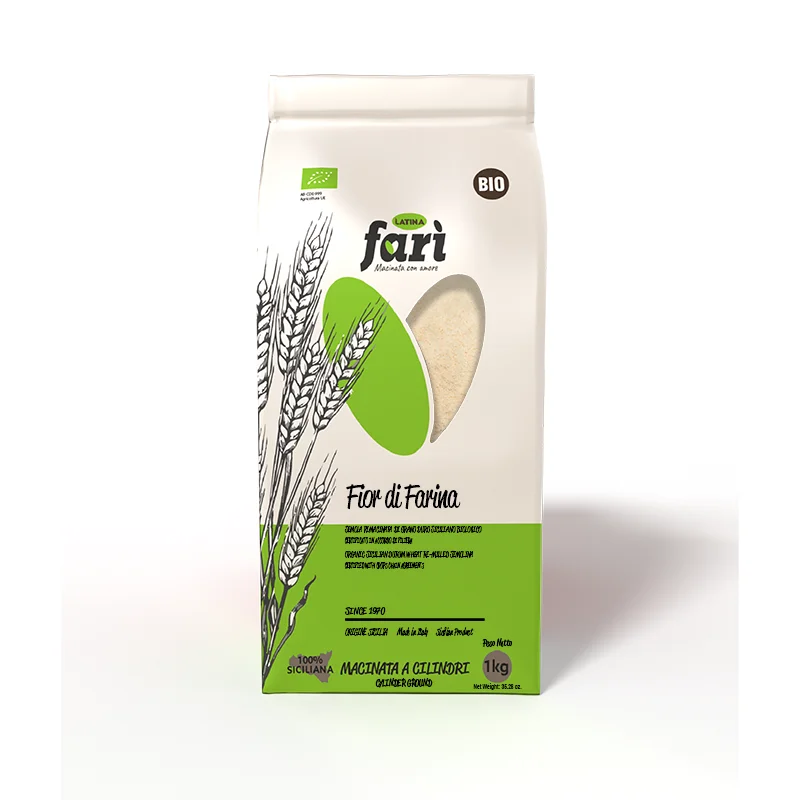 Высокое качество Sicilian Fior di Farina Твердая пшеница Органическая измельченная манная крупа сертифицированная по сельскохозяйственным соглашениям 25 кг