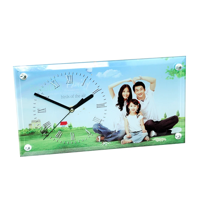 7x12 inch  Wholesale Gift Sublimation Rectangle Glass Picture Photo Clock Frame Blank for Home Use