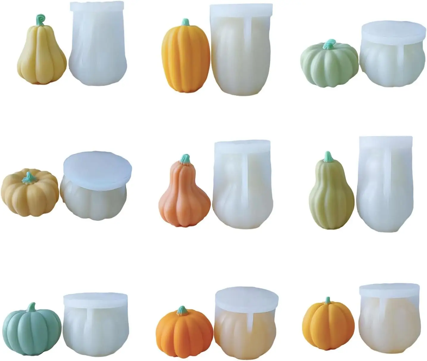 Pumpkin Shaped Wax Mould 3D Silicone Mold Cake/Soap Casting Molds Candle Molds Ornament Gifts for Jewelry Making
