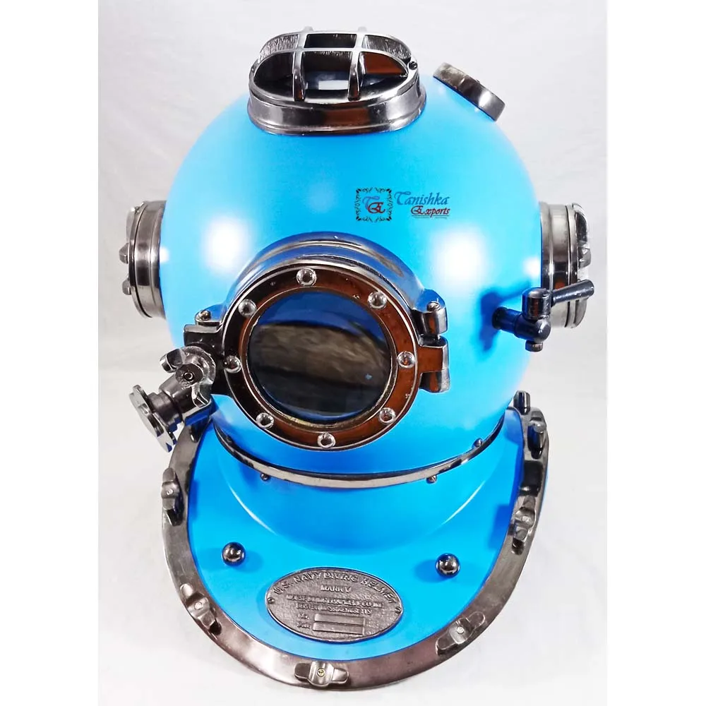 Collectibles U.S Navy Mark V Scuba divers Diving Helmet Nautical Vintage Marine deep sea Blue divers diving helmet