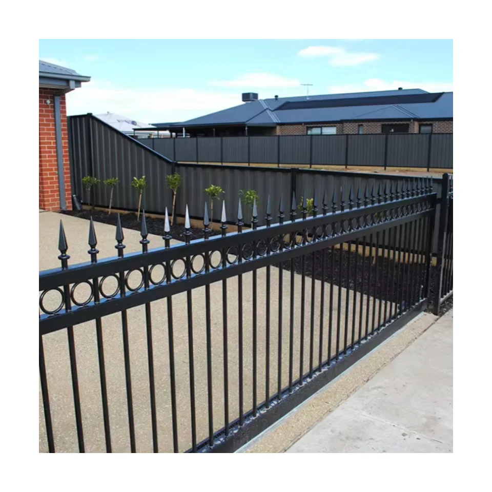 Eco friendly metal boundary fence wall panel outdoor Galvanized Zinc Steel Iron fence panels