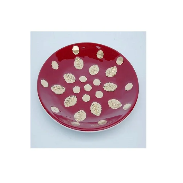 Metal Copper plating Serving Tray High Quality Luxury Metal Round Serving Tray