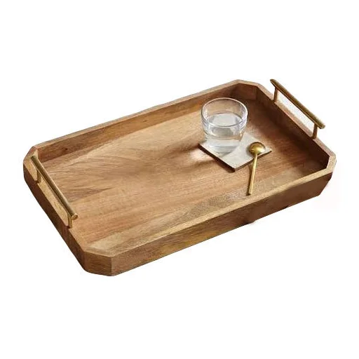 High Quality Home Decor Art Theme Latest Design round Wood Serving Tray with Rope Format Top Standard Christmas Holiday Gift