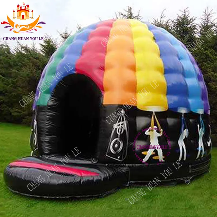 Outdoor Hot Custom Inflatable Disco Dome Trampoline Rainbow Color Inflatable Trampoline Combination Wholesale Rental