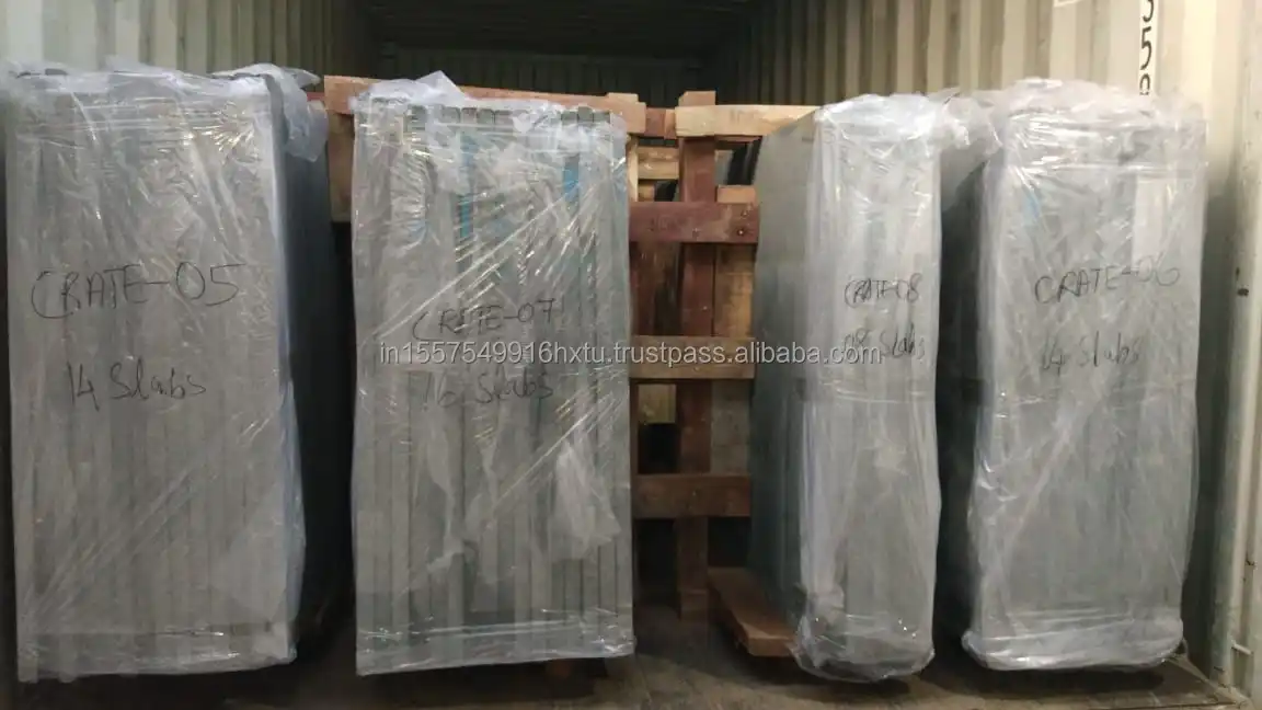 High Quality granite 60ups x 120ups Absolute black Granite slabs Flammed & Brushed finish used for flooring export from india