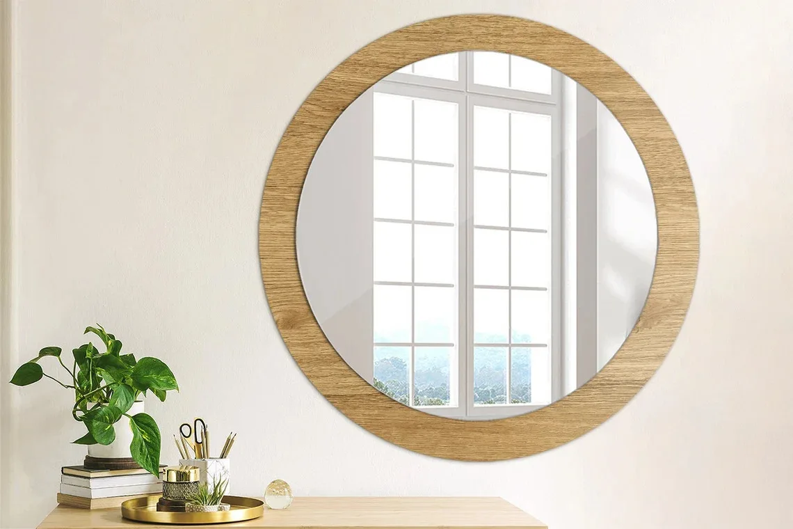 Wood Texture, Bronze, Unique Wall Mirror, Gift For Women with Tempered Glass Mirror for Unique Wall Decoration