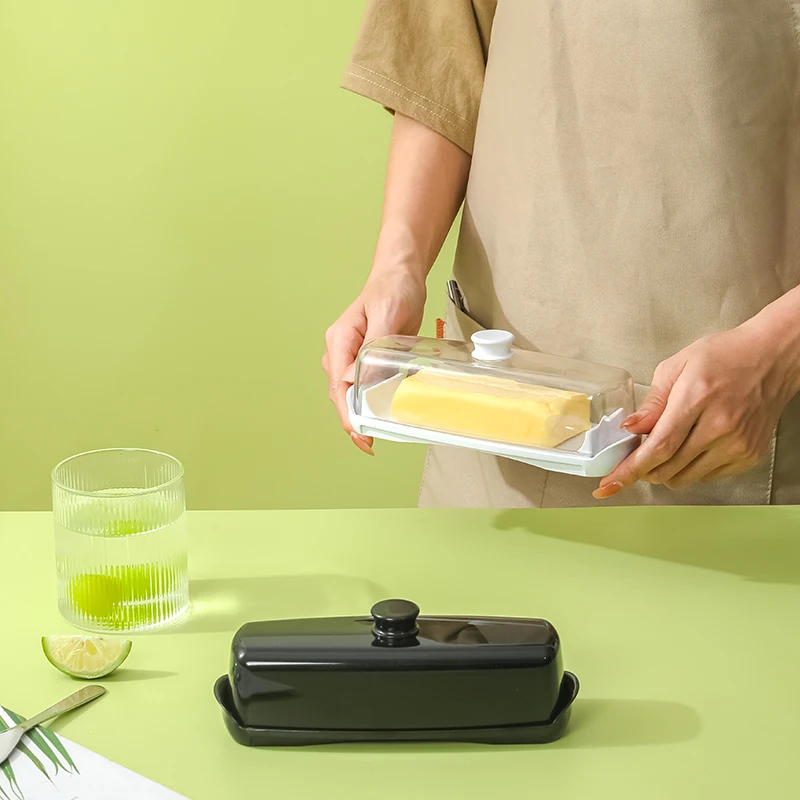 Plastic Rectangular Butter Storage Box Container Set With Lid And Stainless Steel Butter For Kitchenware