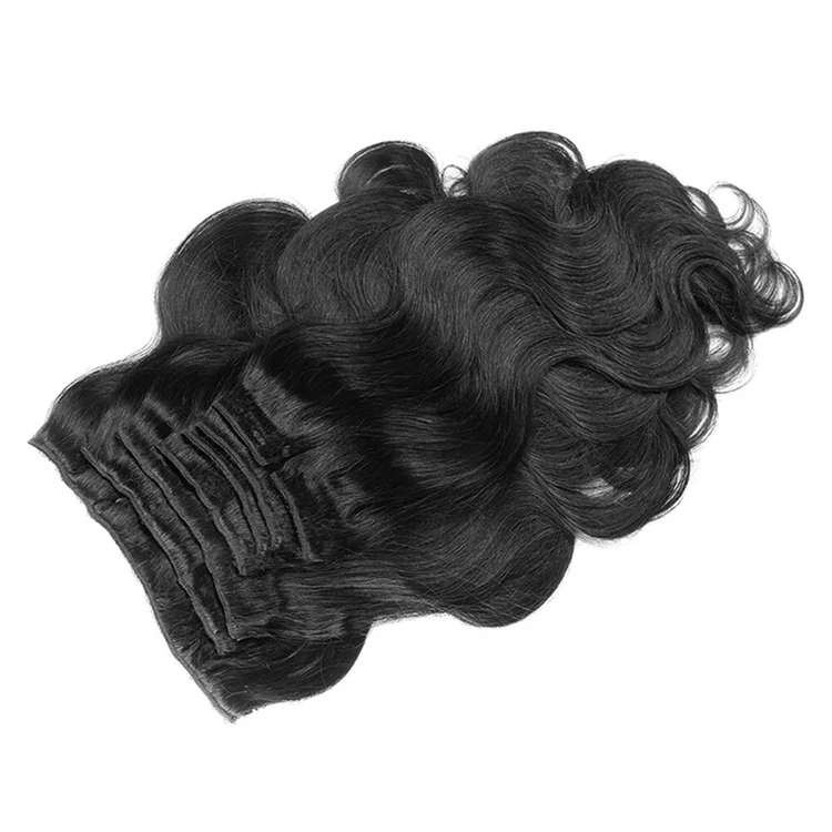 Natural Black Brazilian Body Wave Clip In Human Hair Extensions Curly Remy Virgin Clip in Hair For Black Women