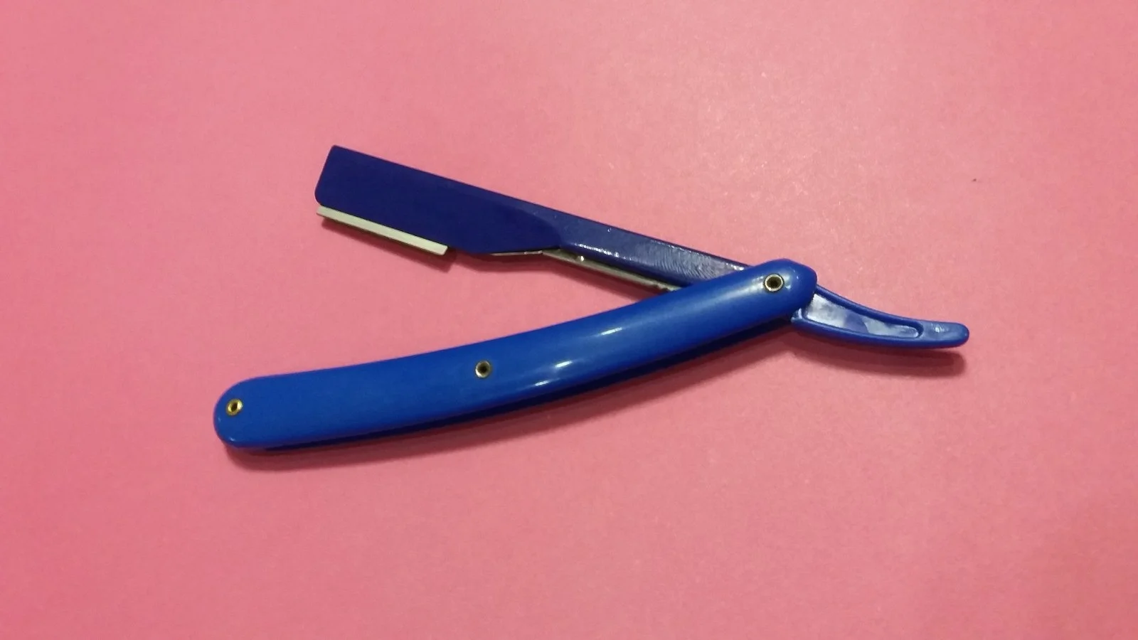 Expose Blade matte Blue Sliding Out Razor For Barbers Free Customize Logo Straight Razors Barber supplies