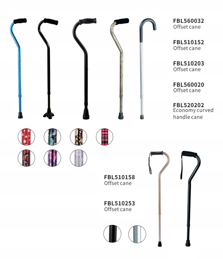 Aluminum Alloy Hiking Pole Printed Plastic Handle Folding Four-section Crutches Folding Cane for the Elderly Walking Stick