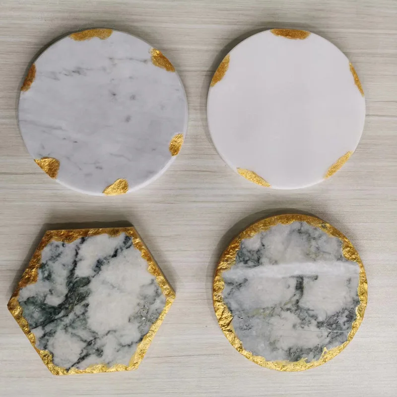 Lazy Susan Gold Edge Marble Turn Table Tray Wholesale Round Gold Edge Beaded Luxury TurnTable