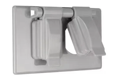 Weatherproof Box with Double Outlet - Grey Plastic Duplex Receptacle Self-Closing