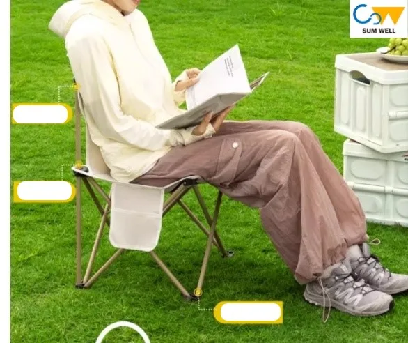 Folded chair outdoor portable bench fishing chair leisure ultralight camping folding Medium (white)