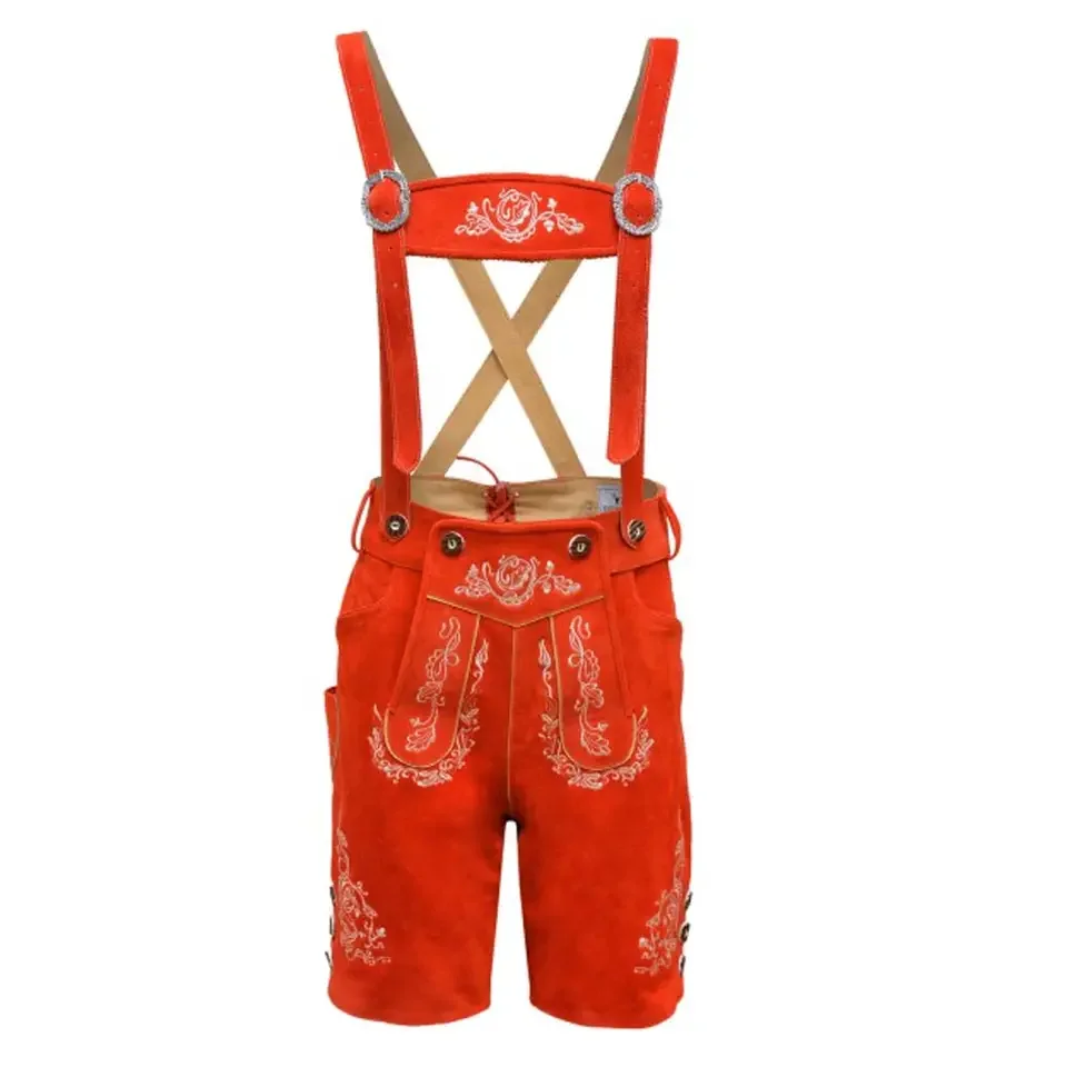 Mens Bavarian LEDERHOSEN Real Suede Leather \ with Matching Suspenders Shorts