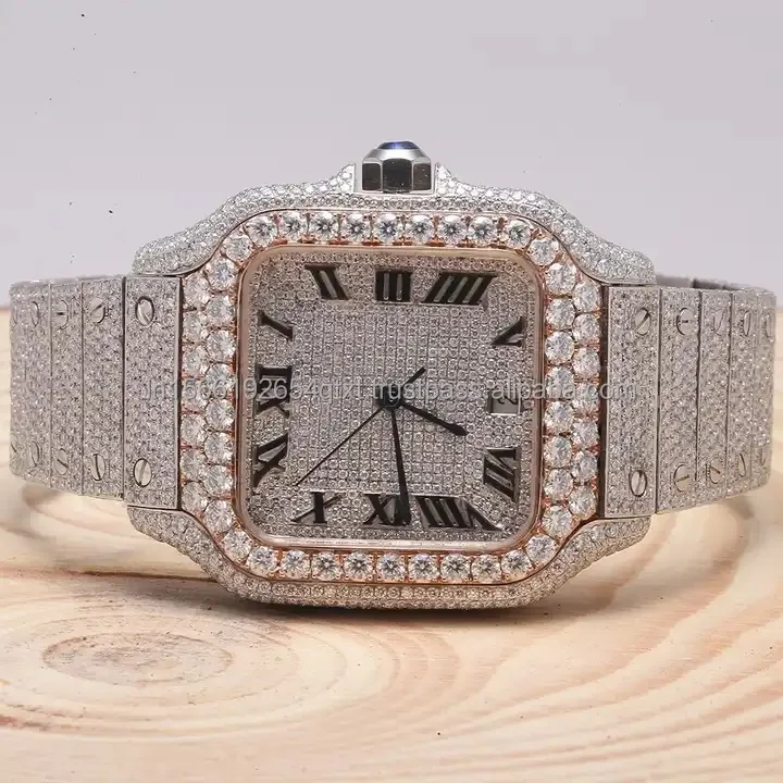 Attractive Design Iced Out Moissanite Diamond VVS Clarity Diamond Watch Available at Bulk Price