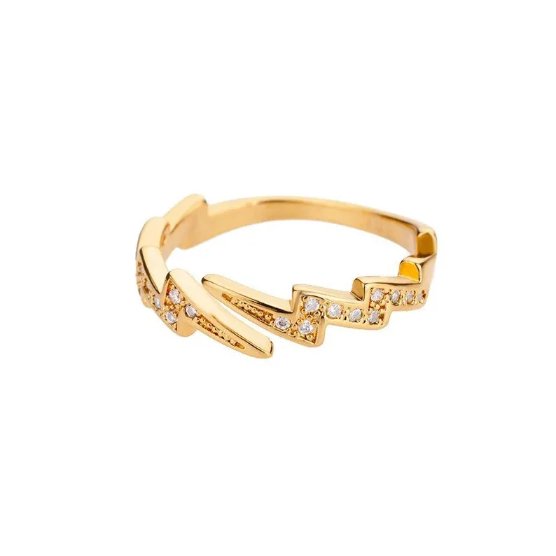 Unique Design Zircon Stone Adjustable Gold Filled Women Girl Fashion Jewelry Party Wedding Anniversary Rings Wholesale