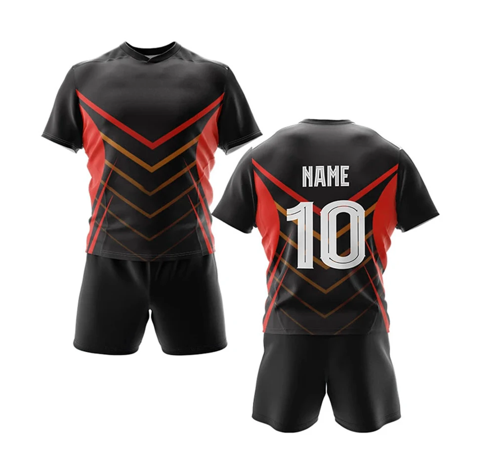 Polyester Quick Dry Stretchable Rugby Uniform in Team Uniforms Sportswear Uniforms Professional Quality rugby jersey Shorts Set