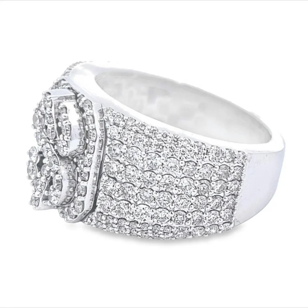 European And American Hiphop Jewelry Ring With Hollow Dollar Symbol Men Ring For Parties Natural Diamond 925 Sterling Silver