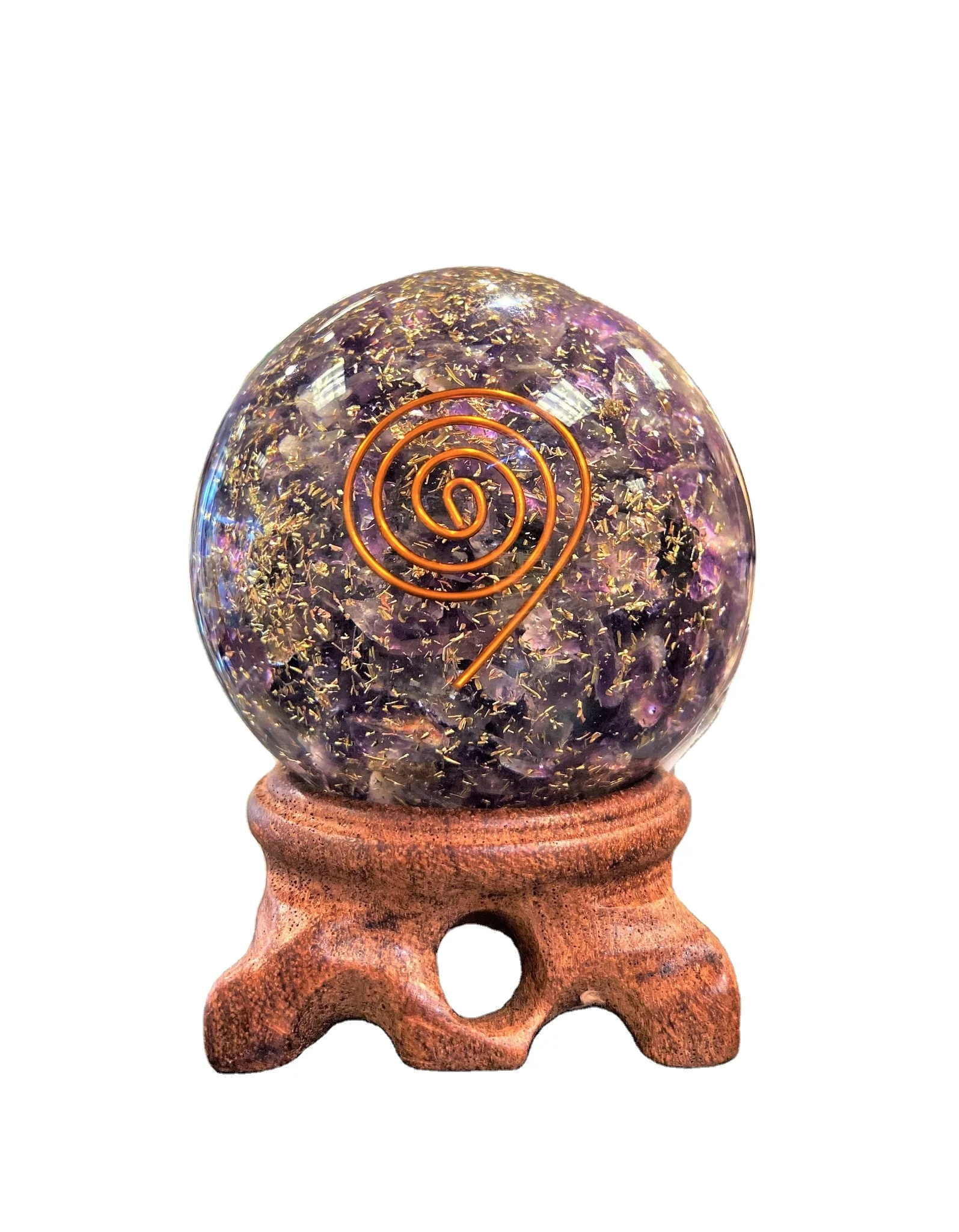 Wholesale Orgone Amethst Ball Sphere Orgonite Healing Sphere Wholesale Gemstone Balls 65mm Orgone Ball Sphere