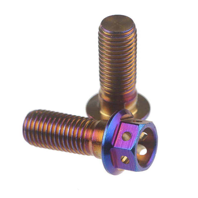 Motorcycle hexagon head anodized flange Gr2 Gr5 titanium bolt