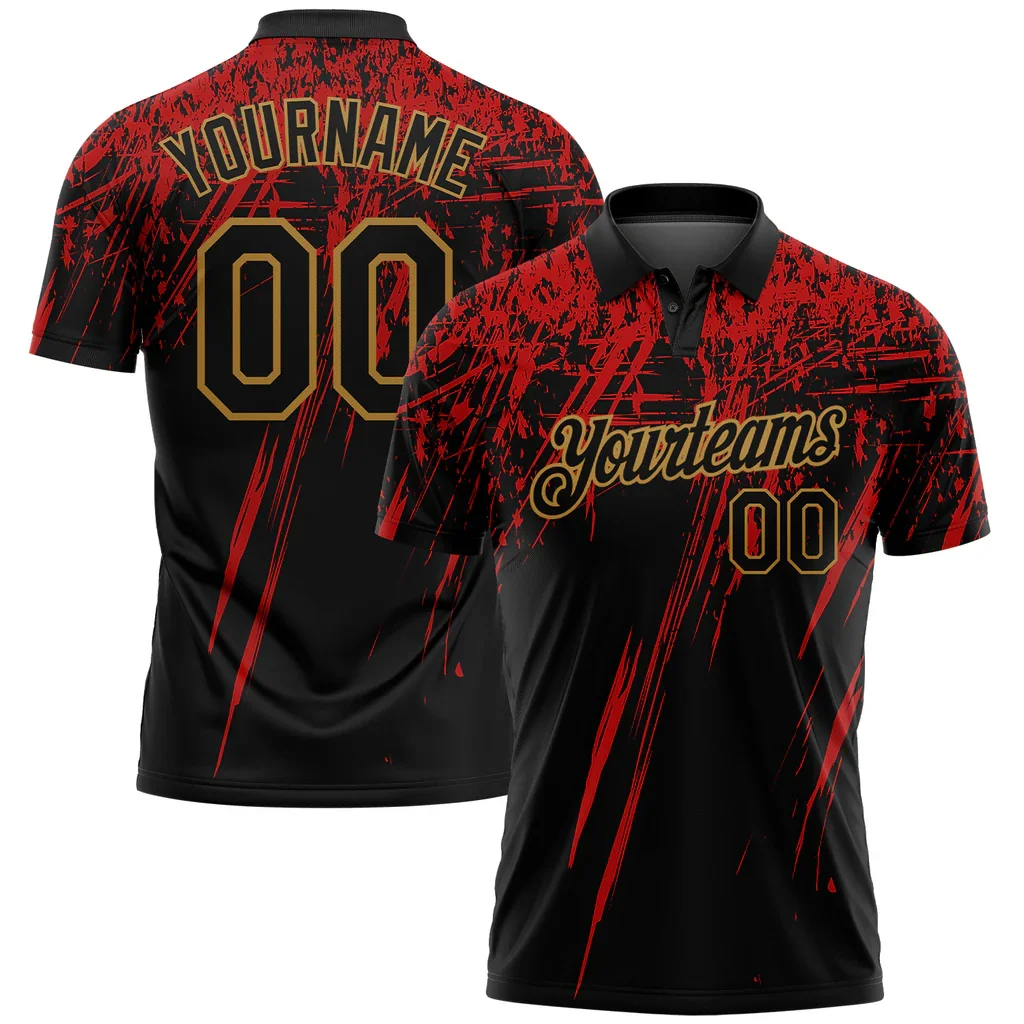 Buy Black American Flag 3D Sublimation Golf Polo Shirts Custom Logo Men Women Unisex Polo Shirt