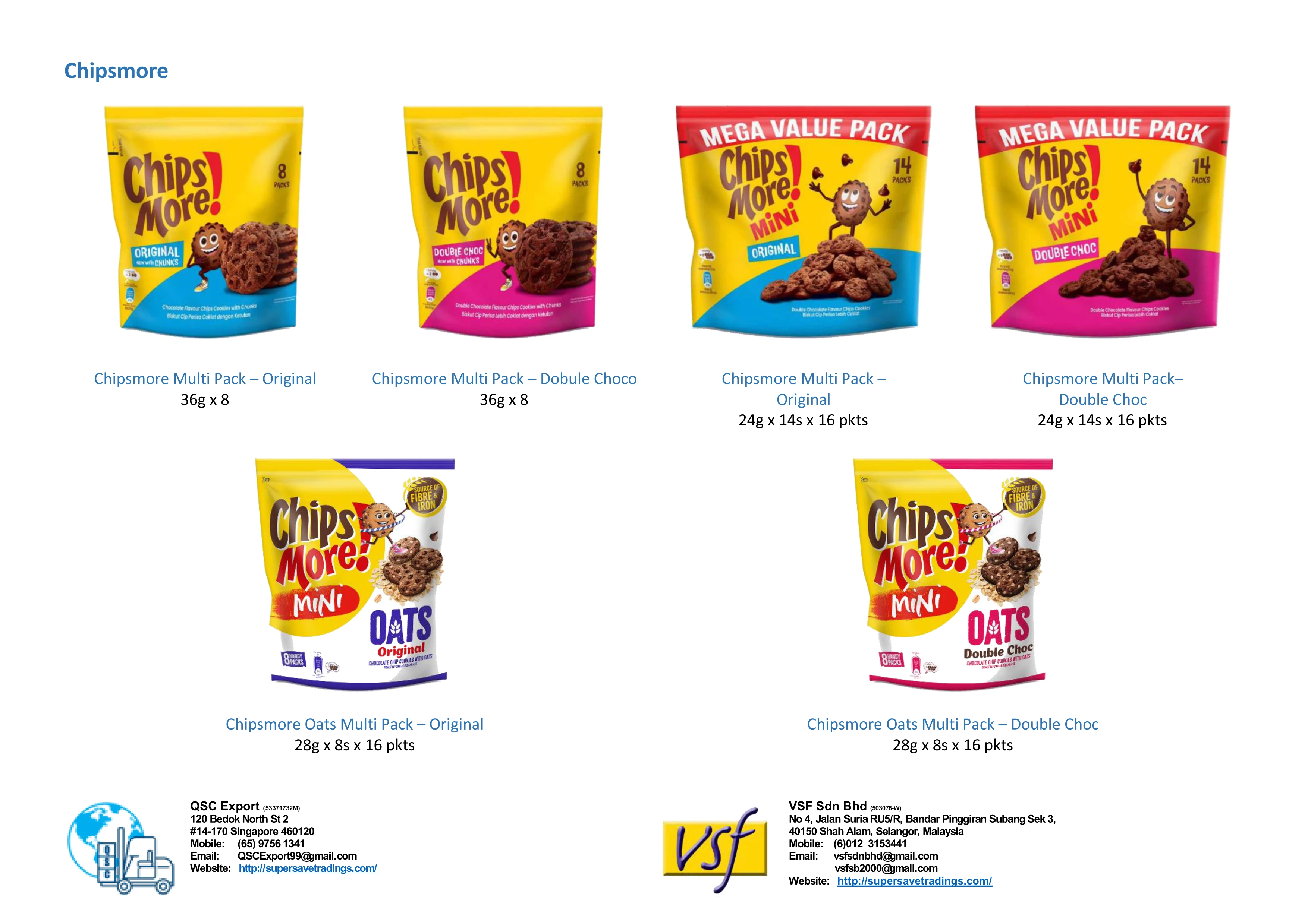 Chipsmore Multi Pack Family Pack Original Flavour 24g x 14s x 16 pkts Malaysia Original Chocolate Chips Cookies More Chips