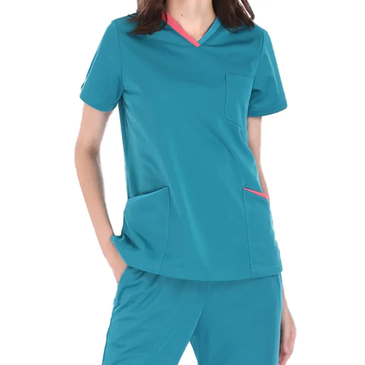 High Quality Short Sleeve Wholesale Price Scrubs for Women and Men V Neck Hospital Uniform Stretchable Women Scrub Set