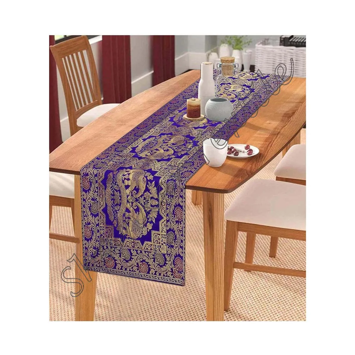 Decorative Design Silk Brocade Wall Tapestry/Hanging/Table Runner Banarsi Silk Sari Gypsy Vintage Brocade Table Runner Wedding