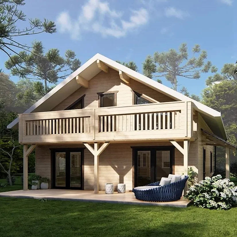 Villa House Office Log Cabin Cb80 chantal 2x70mm-dwelling- according EU Standards energy efficient green energy  renewable