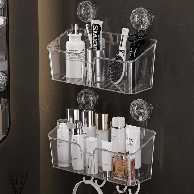 Bathroom Wall Mounted Bathroom Space Plastic Storage Rack Wall Punch Free Toilet Hanging Rack