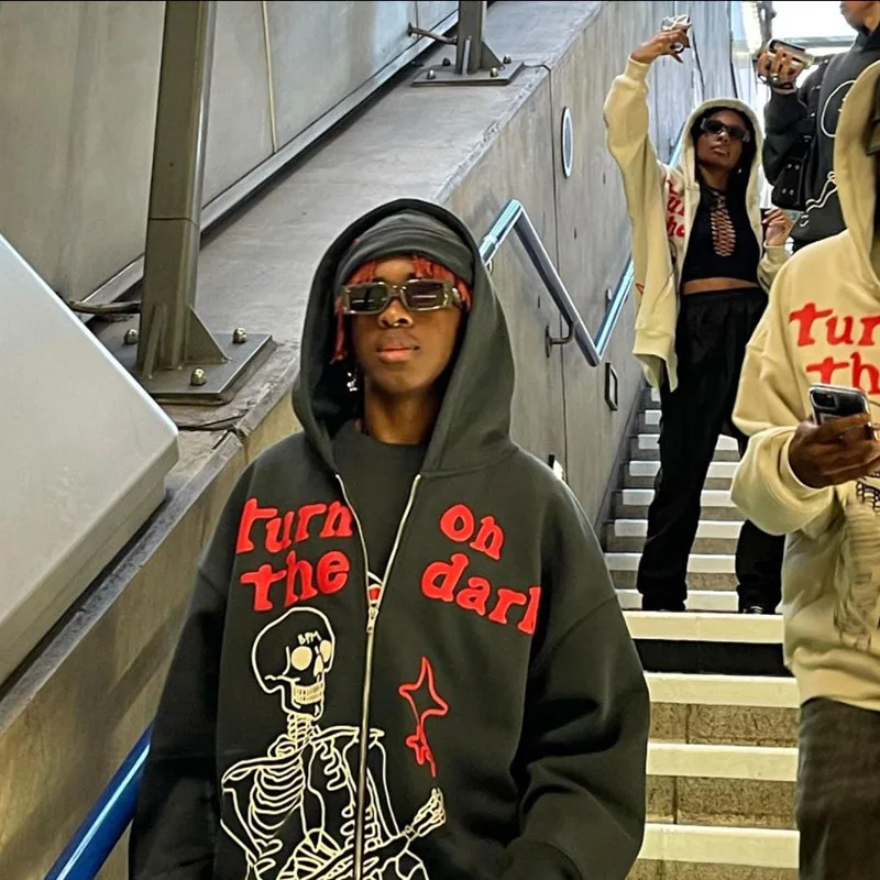 Gama Sports Custom Your Design Puff Screen Print Sweatshirt Men Total Zip Up Oversized Hoodie Streetwear