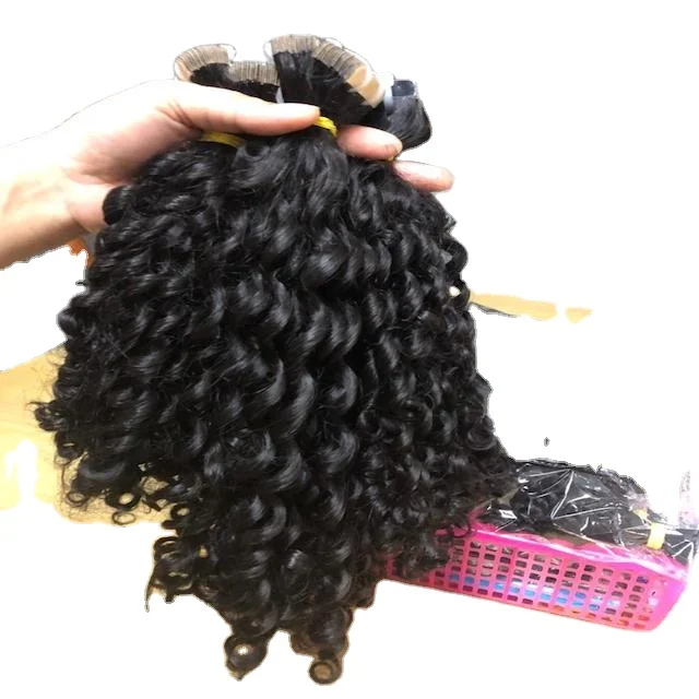 Vendors Best The cheapest  Human Hair, pixie curly tape in hair extensions full color 100% VietNamses Human Hair Made In VN.