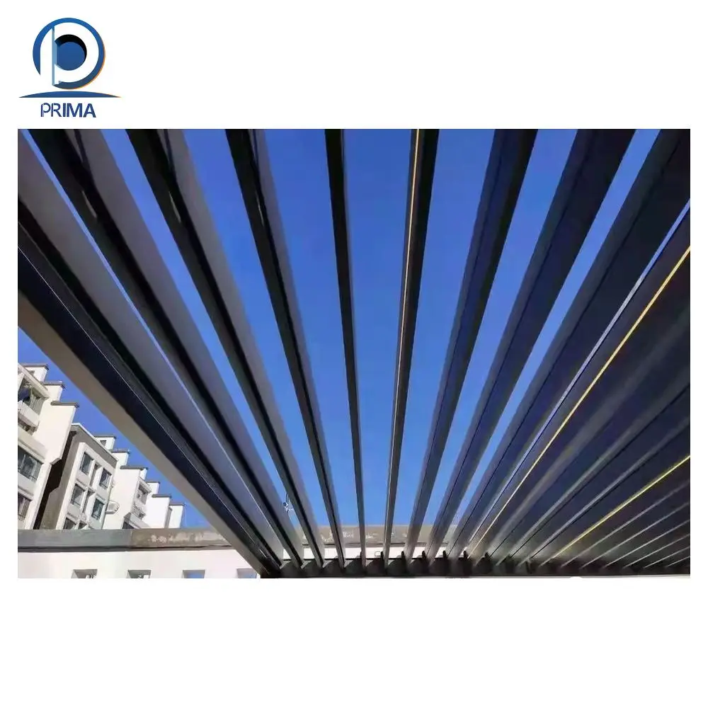 Prima Modern Designs Gazebo Bar Swimming Pool Electric Pergola Roof Motorized Louver Waterproof Free Standing Aluminum Pergola