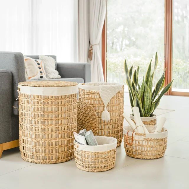Natural Straw Seagrass Bamboo Basket Vietnam Large Storage Baskets Cheap Wholesale Products Wicker Laundry Hand Woven Handmade