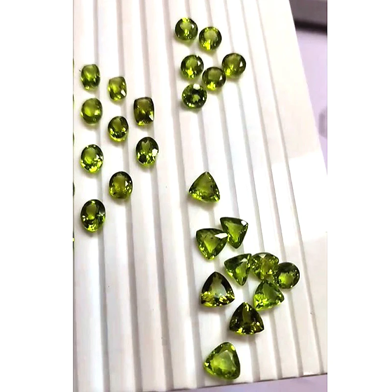 62 Pcs Natural Peridot 8mm to 10mm Oval Round trillion facet 130 cts  Iroc sales high quality green peridot cut US$253 for all
