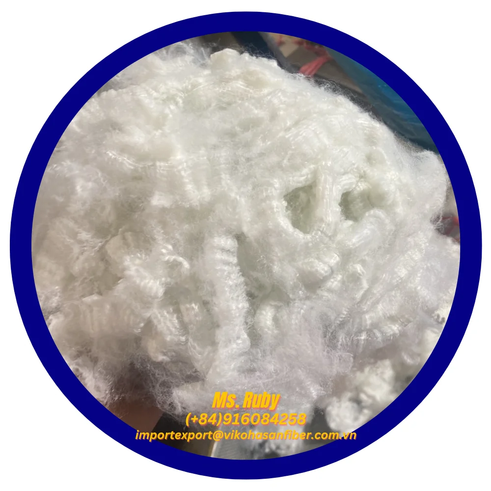 100% Polyester Recycled Pet Fiber PSF 6D SD White  Solid Dry A Grade GRS Fibre for make Carpets Furnitures Mattress Padding
