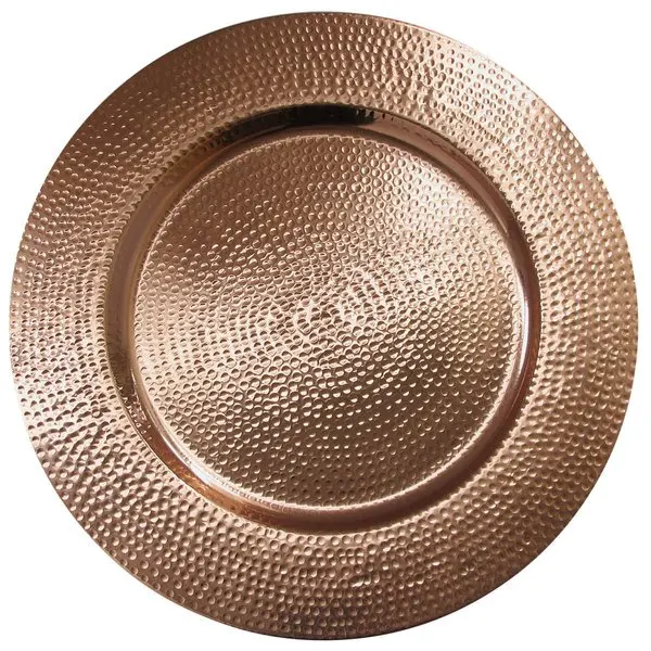 Round Hammered Rose gold Copper charger plates  Metal plates wedding party serving charger plates for Salad