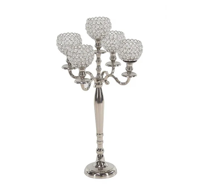 New Arrival 4 Arms Silver Finished Wedding and Christmas Use Candelabra for Decoration Metal Candle Pillar Stand & Flower Vase