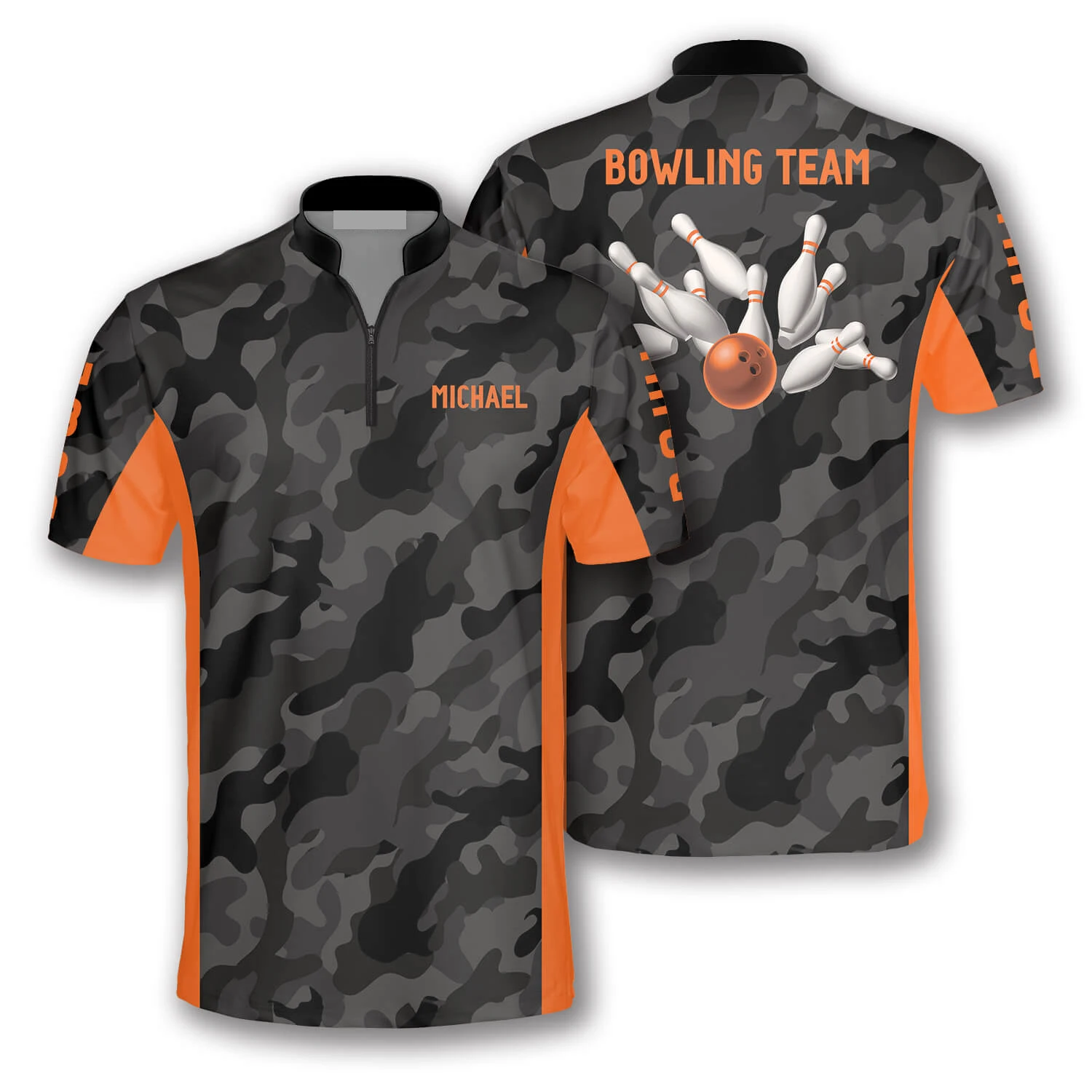 Mens T-shirt Bowling Short-sleeve Man T Shirt Short Sleeve Customized team name Bowling jersey