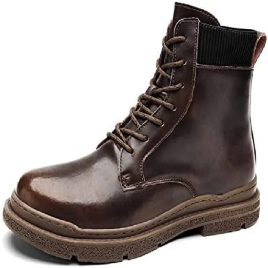 Oxford Boots for Men, Men Fashion Motorcycle Boots, Leather Shoes Winter Lace Up High top Winter Shoes Men Warm Boots