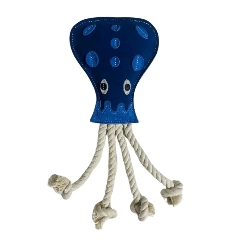 Handmade Dog Toy Cotton Canvas Printed Squid Fused Rope for Pet Toys Play Available at Affordable Price Export Selling