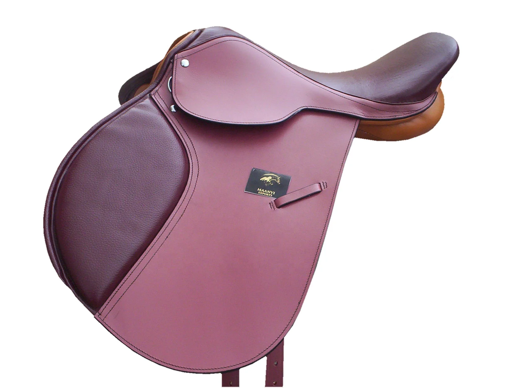 SMART QUALITY LEATHER CLOSE CONTACT HORSE SADDLE WITH SOFTY LEATHER SEAT AND KNEE PAD MADE ON PLASTIC TREE