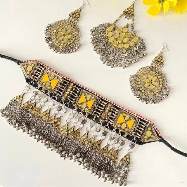 Fashionable Latest Long Bridal Necklace For Sale Best Selling Handcrafted Afghan Jewelry Set Online For Women stainless steal