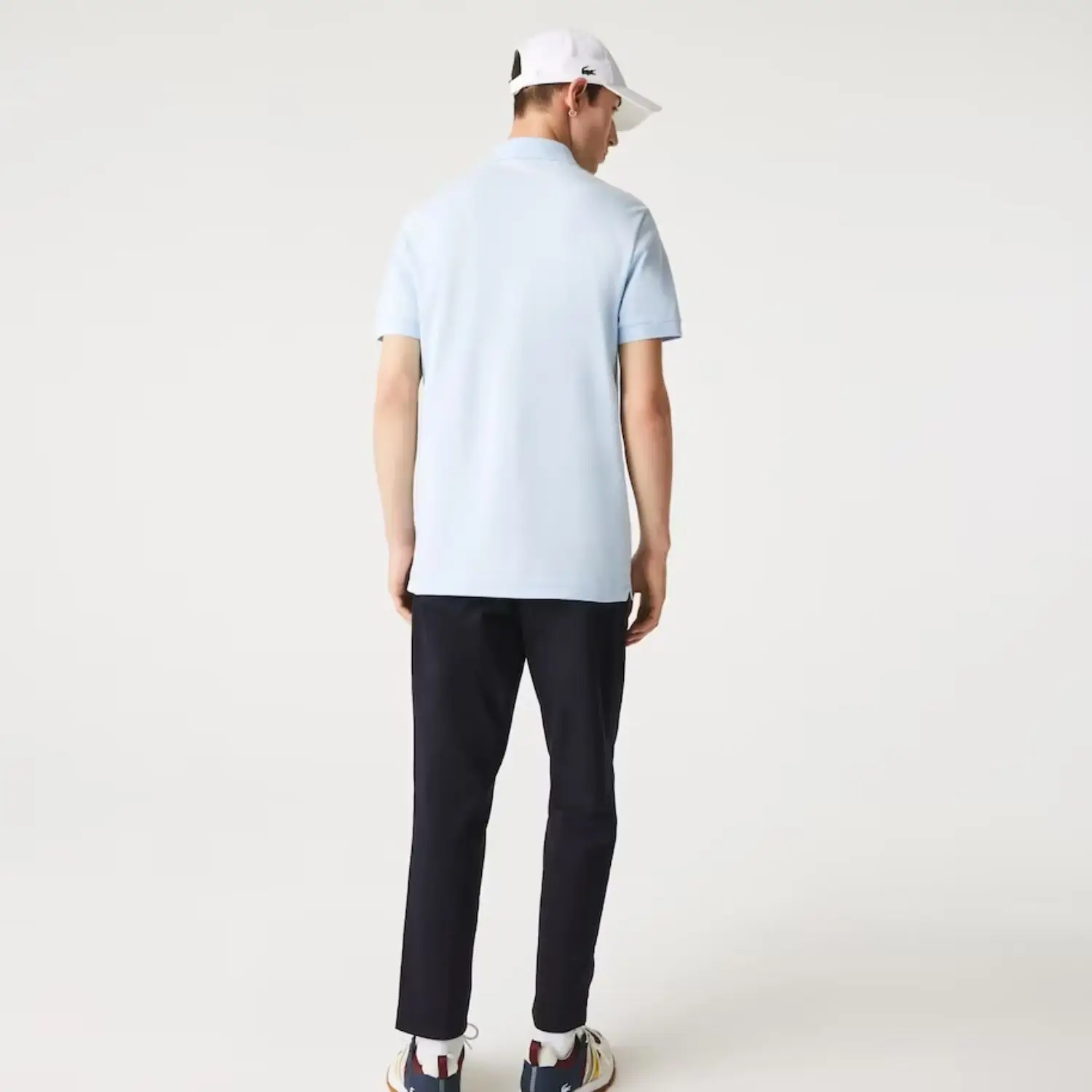 Custom Embroidered Logo Regular Fit 100% Light Blue Stretch Cotton Pique Polo Shirt with Concealed Button Placket and Rib