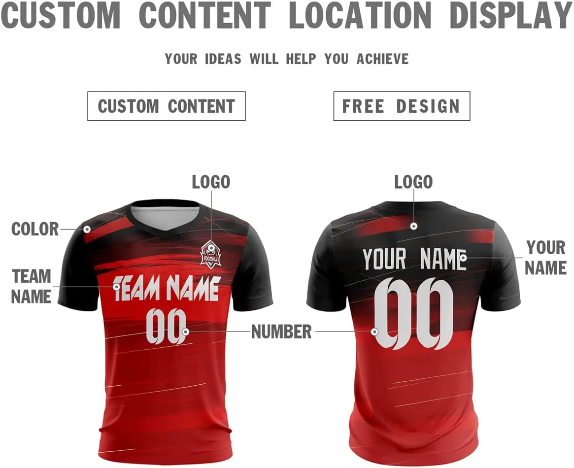 Custom Soccer Jersey Men Youth Personalized Athletic Soccer T-Shirts with Team Name Number Logo football t-shirt manufacturer