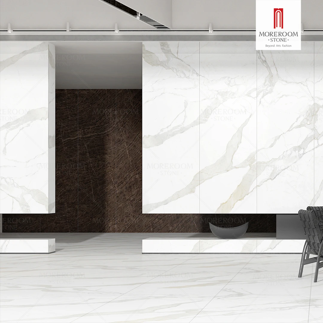 Manufacturing Sintered Stone Calacatta Supremo White Marble Wall Flooring Countertop Stairs